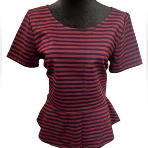MERONA Peplum Stripped Top. Size Large